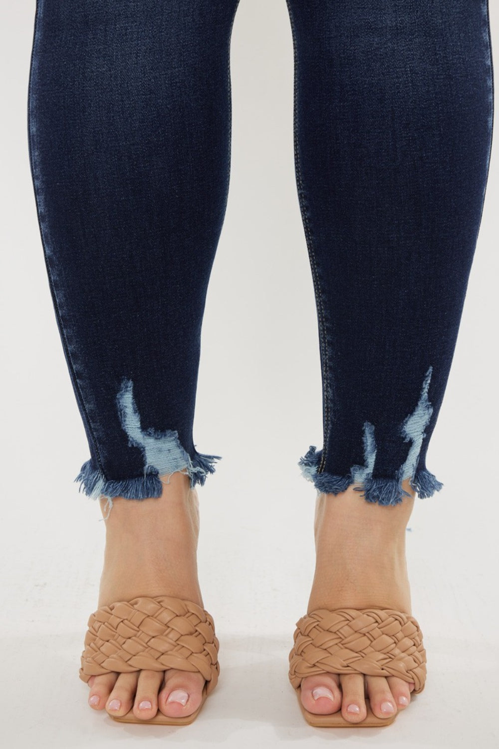 Kancan Full Size Cat's Whiskers Raw Hem High Waist Jeans - The Goddess Galleries