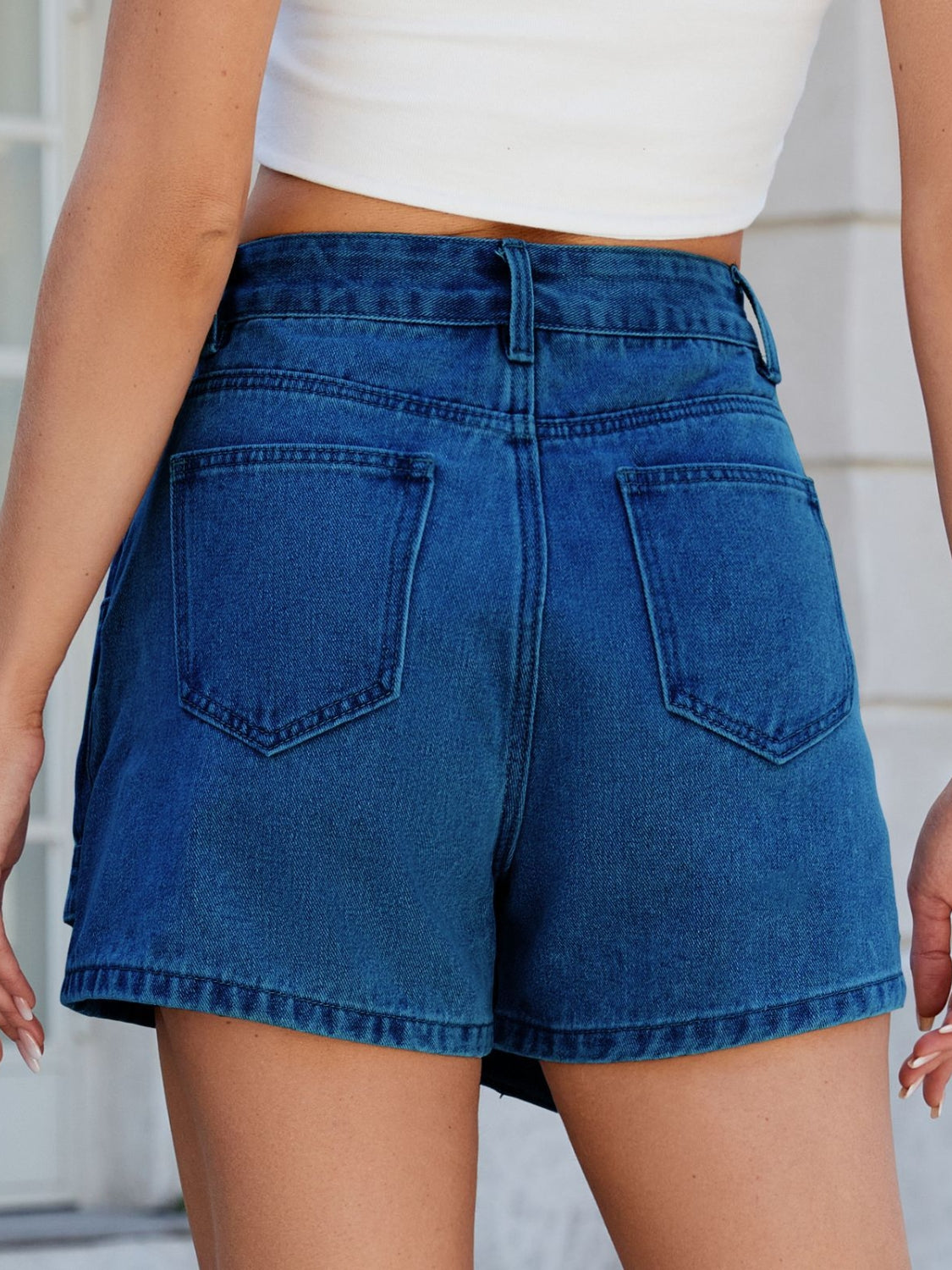 Asymmetrical Denim Skort with Pockets - The Goddess Galleries