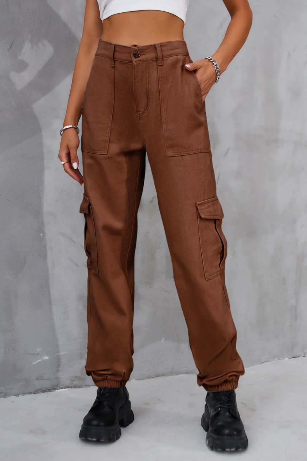 Buttoned High Waist Jeans with Pockets - The Goddess Galleries