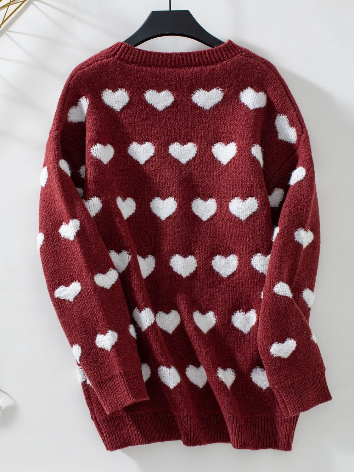 Heart V-Neck Button Up Long Sleeve Cardigan - The Goddess Galleries