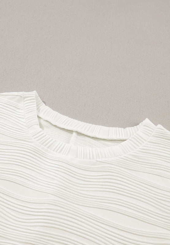 Texture Round Neck Long Sleeve Sweatshirt - The Goddess Galleries