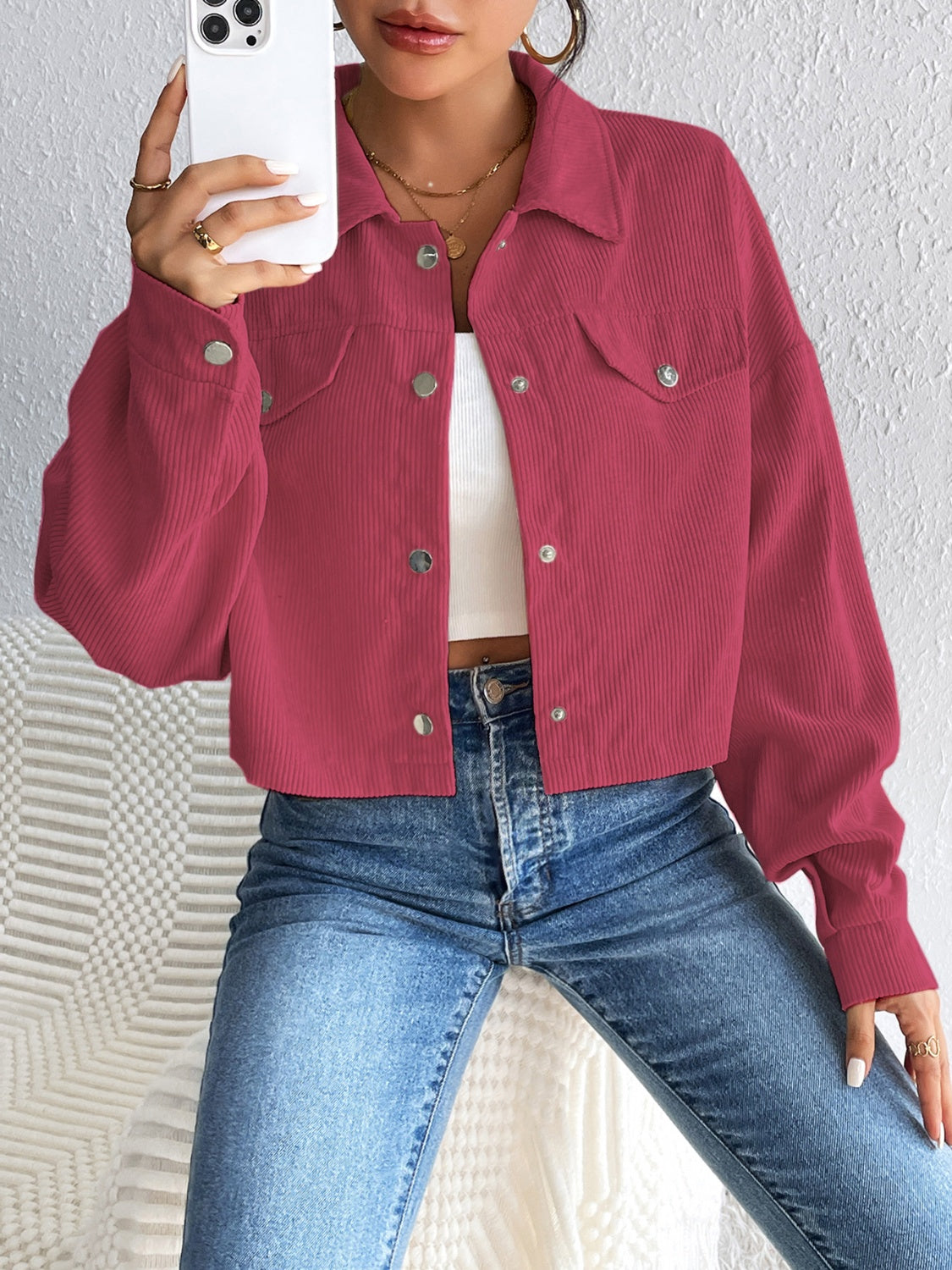 Honey Snap Down Long Sleeve Jacket - The Goddess Galleries