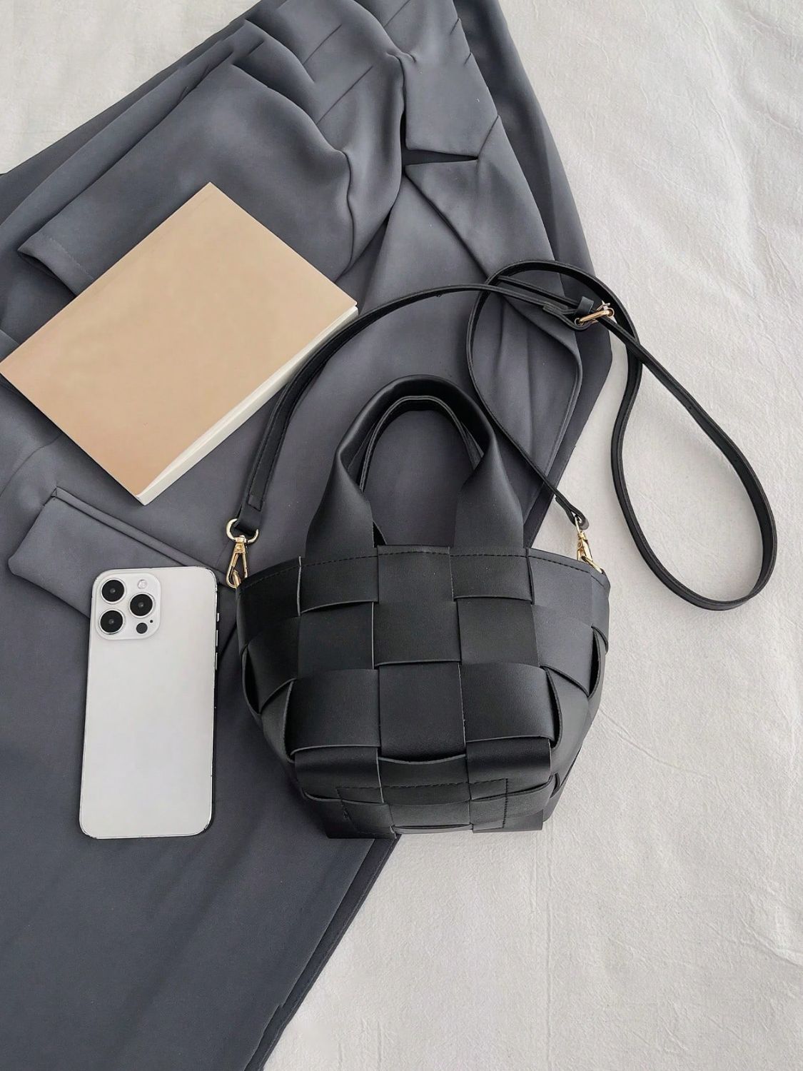 PU Leather Braided Bucket Bag - The Goddess Galleries