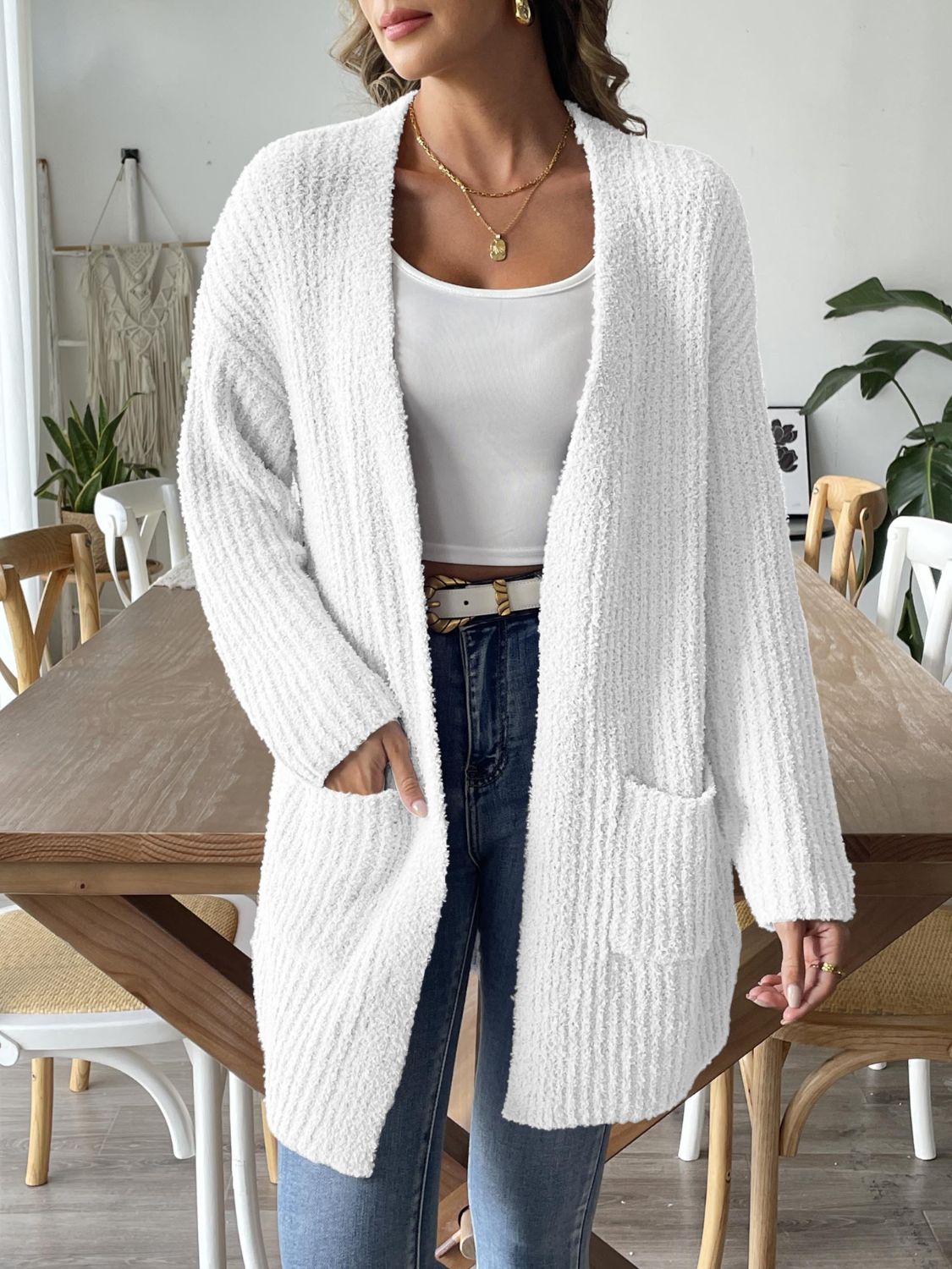 Open Front Long Sleeve Cardigan - The Goddess Galleries