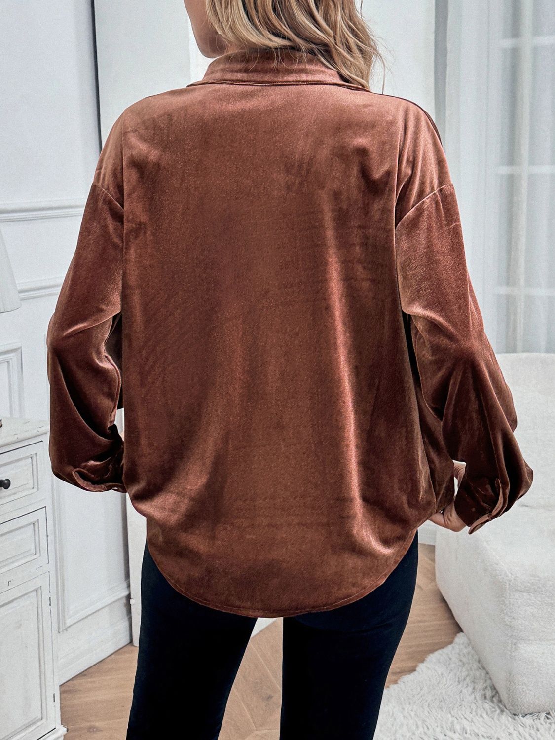 Perfee Button Up Long Sleeve Shirt - The Goddess Galleries