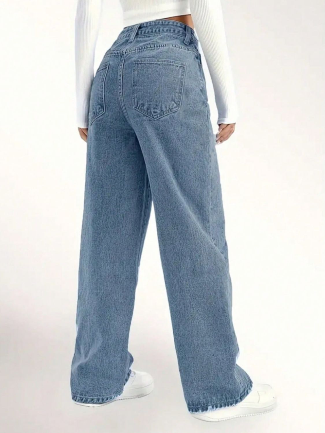 Distressed Wide Leg Jeans - The Goddess Galleries