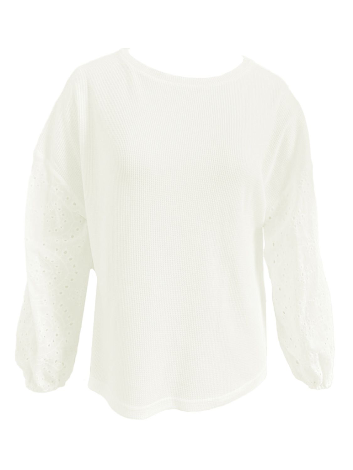 Shiny Openwork Dropped Shoulder Boat Neck Blouse - The Goddess Galleries