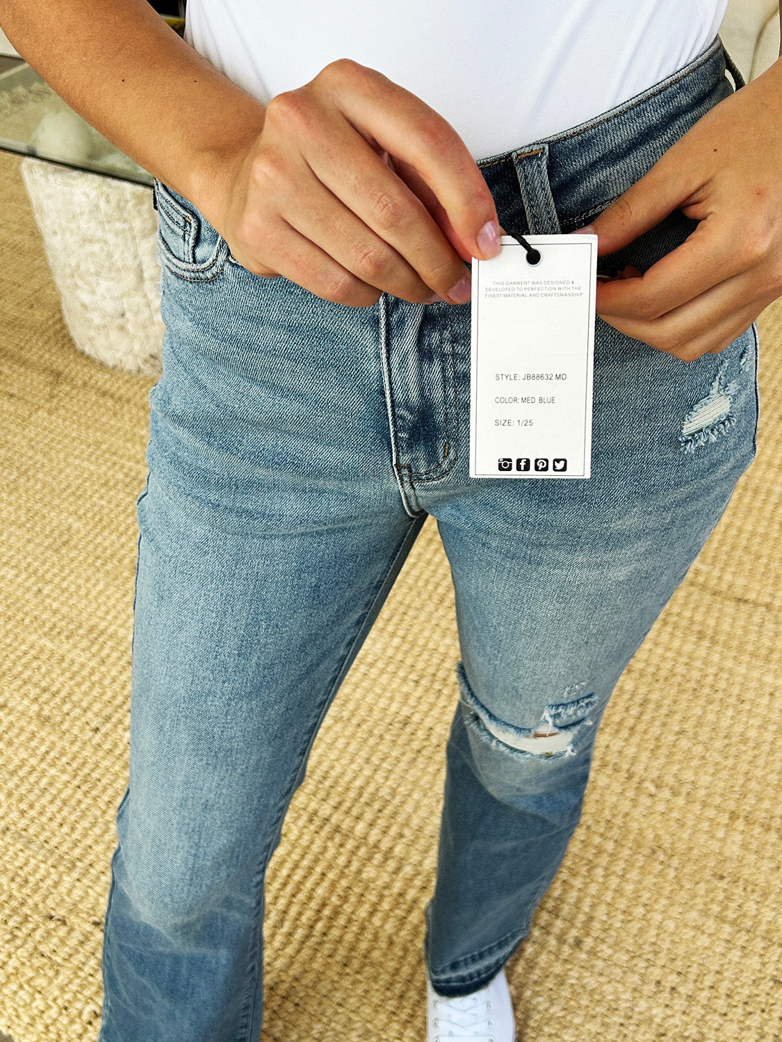 Judy Blue Full Size Mid Rise Destroyed Hem Distressed Jeans - The Goddess Galleries