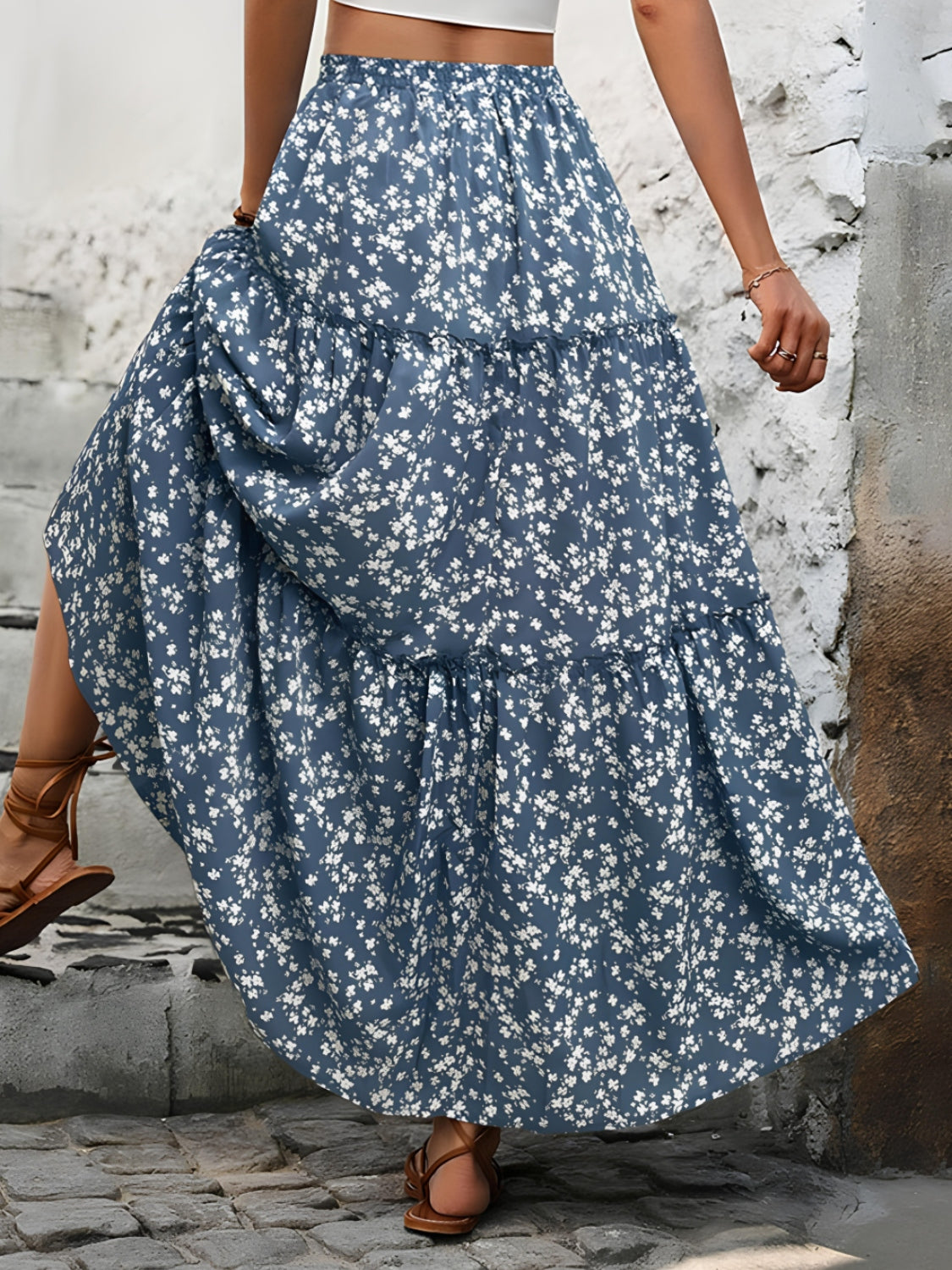 Tiered Floral Maxi Skirt - The Goddess Galleries