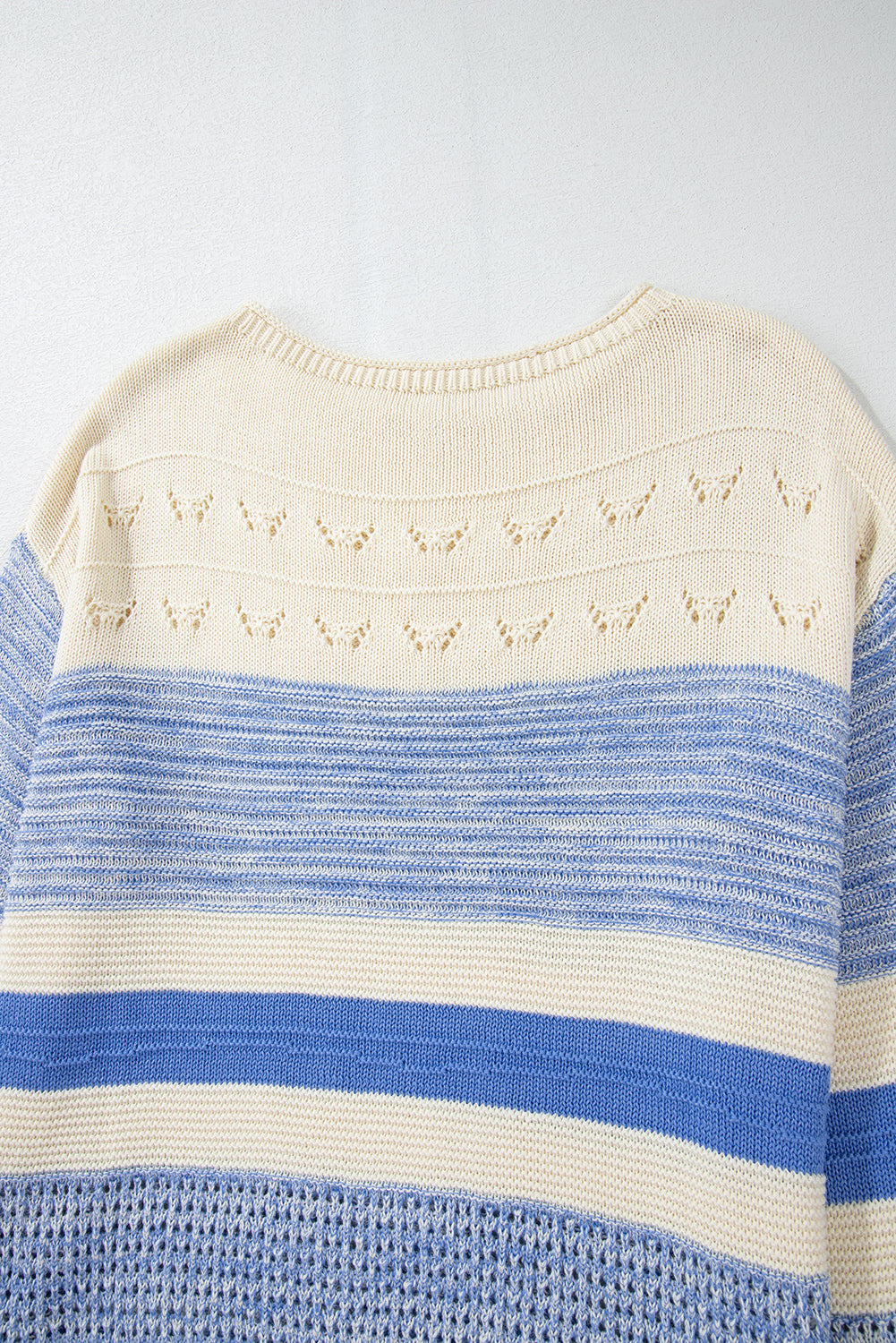 Contrast Round Neck Long Sleeve Sweater - The Goddess Galleries