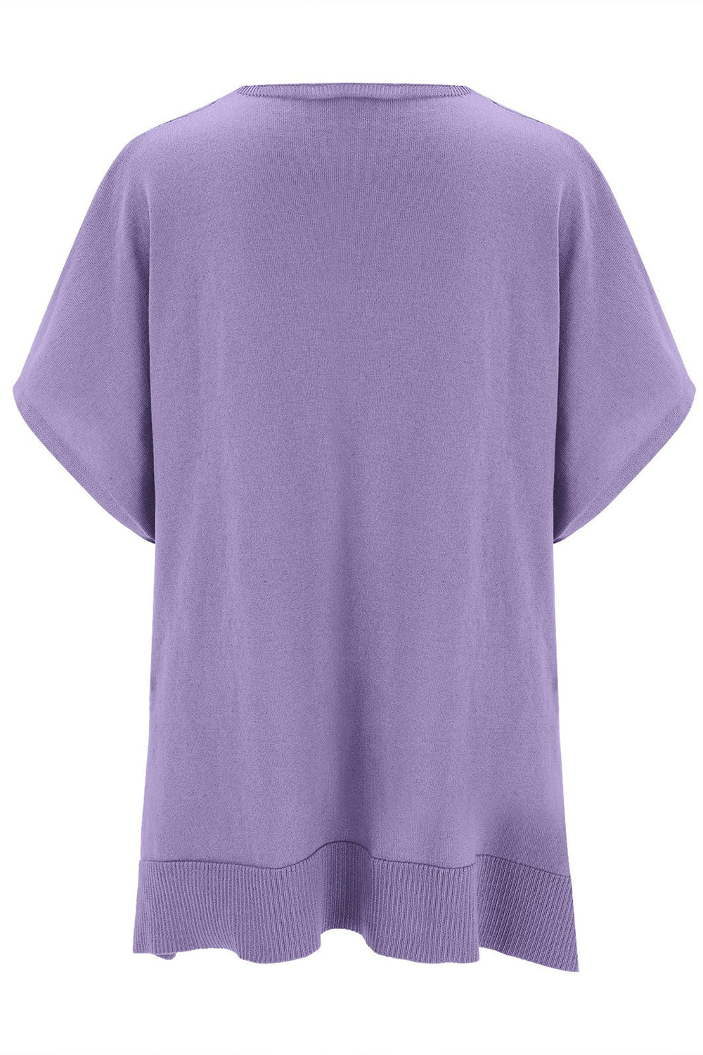 Slit V-Neck Half Sleeve Knit Top - The Goddess Galleries