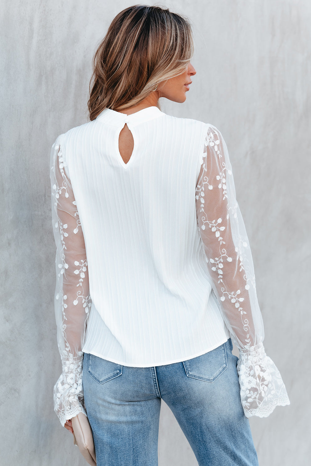 Mock Neck Flounce Sleeve Blouse - The Goddess Galleries