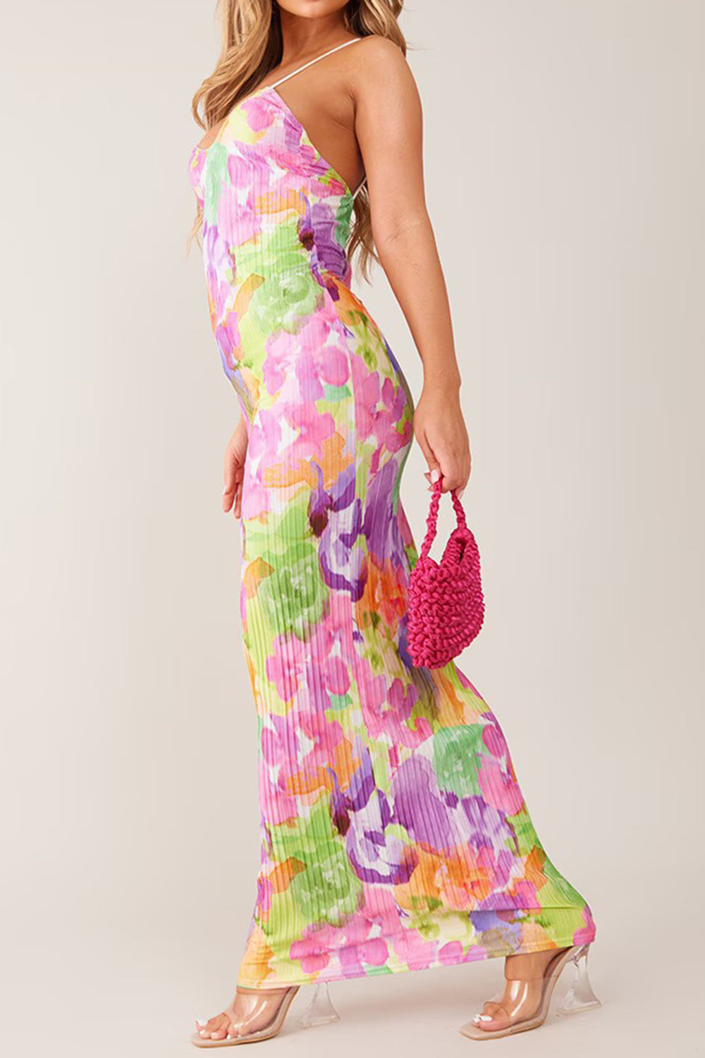 Backless Printed Maxi Cami Dress - The Goddess Galleries