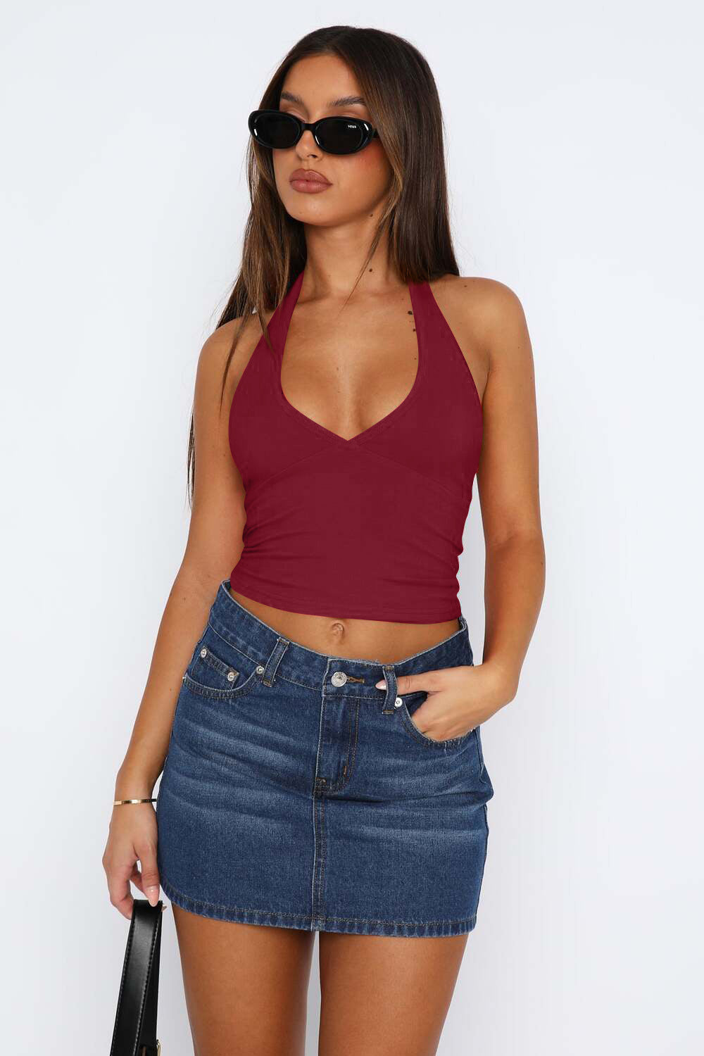 Lovelet Halter Neck Cropped Slim Cami - The Goddess Galleries
