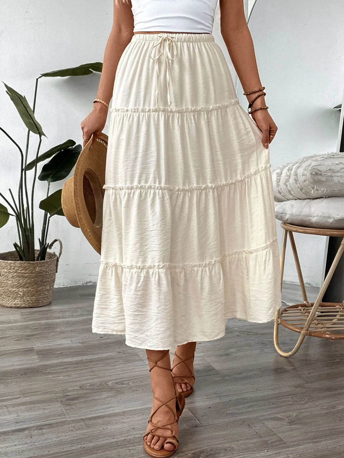 Drawstring Frill Tiered Skirt - The Goddess Galleries