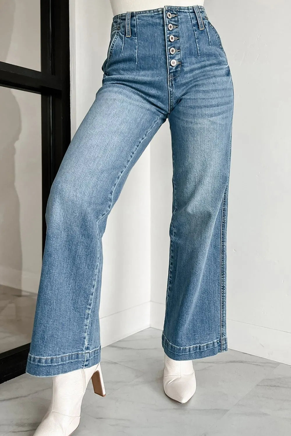 Button Fly High Waist Jeans - The Goddess Galleries