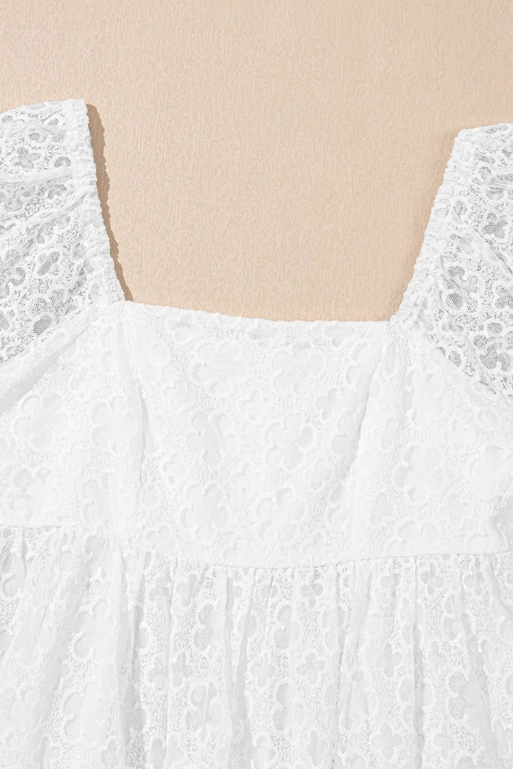Lace Puff Sleeve Empire Waist Mini Dress - The Goddess Galleries