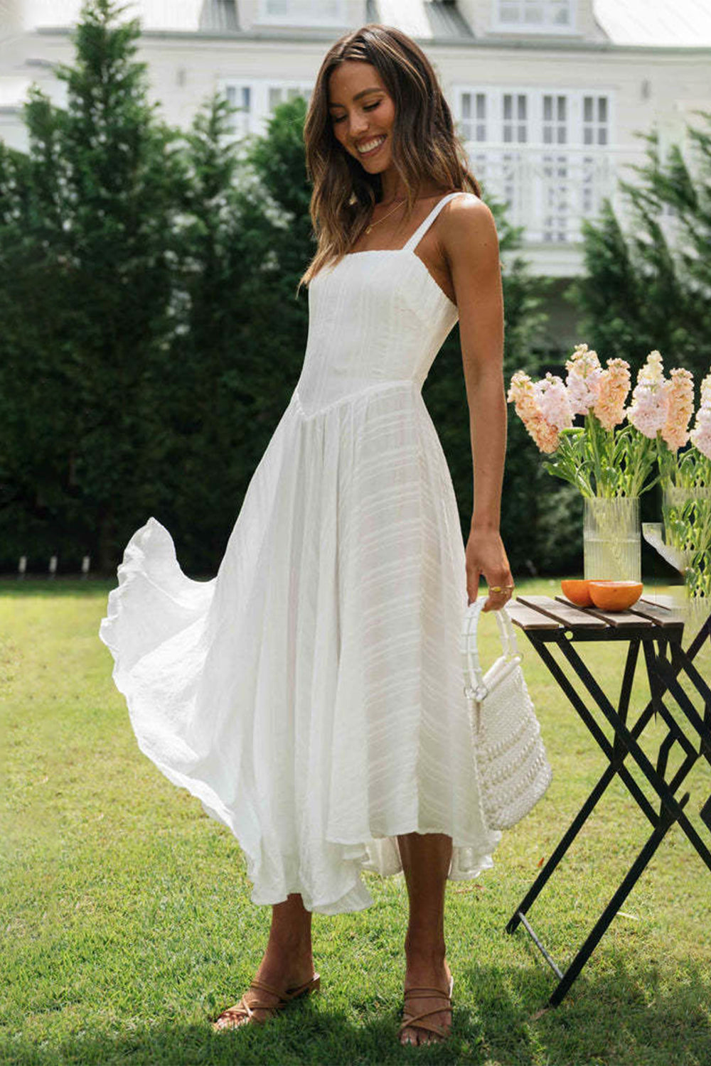 Square Neck Wide Strap Cami Dress - The Goddess Galleries