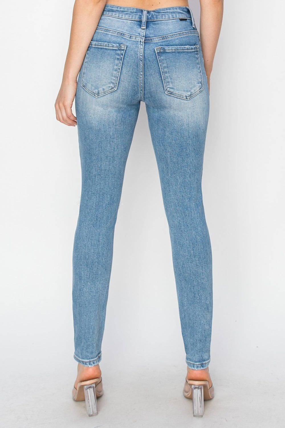 Risen Full Size High Rise Knee Distressed Skinny Jeans - The Goddess Galleries