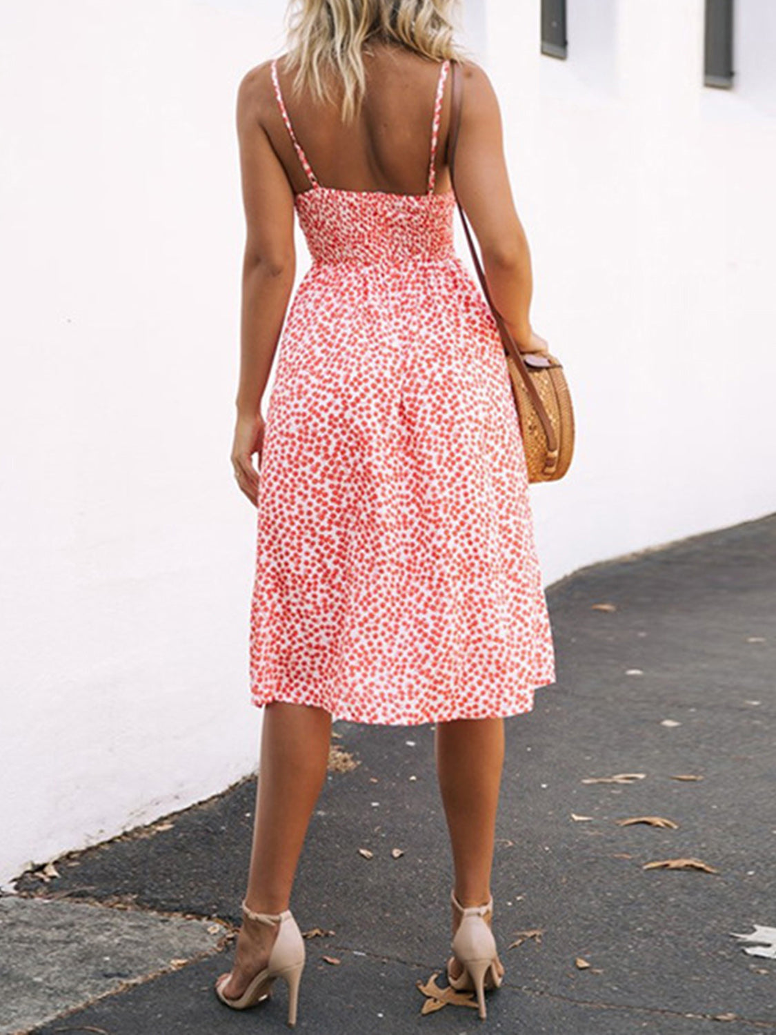 Cutout Smocked Sweetheart Neck Cami Dress - The Goddess Galleries