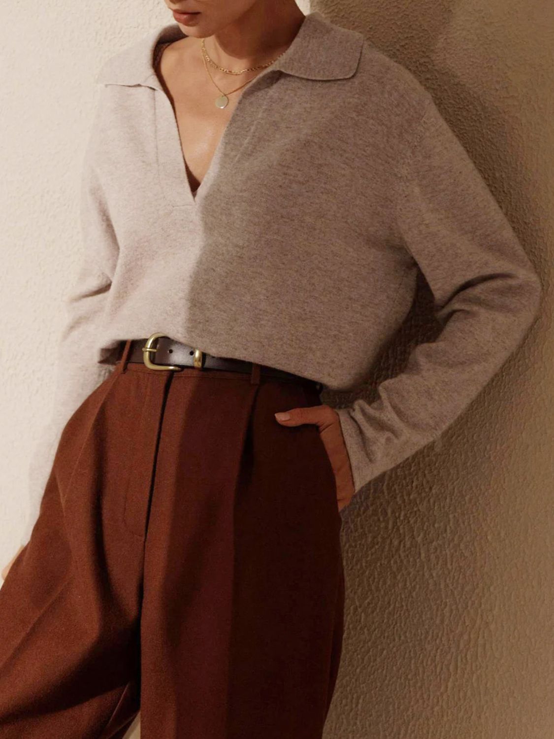 Johnny Collar Long Sleeve Sweater - The Goddess Galleries
