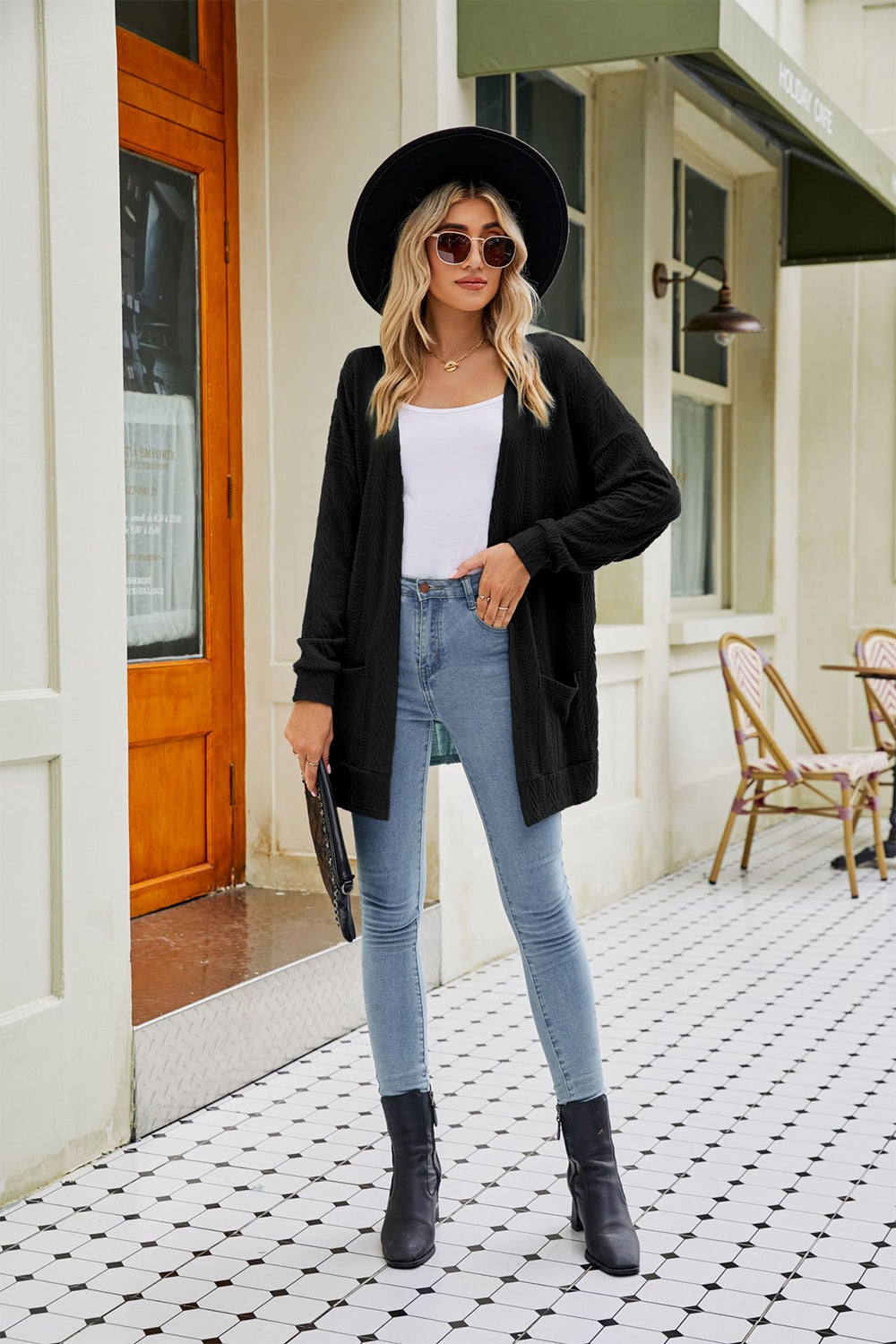 Long Sleeve Pocketed Cardigan - The Goddess Galleries