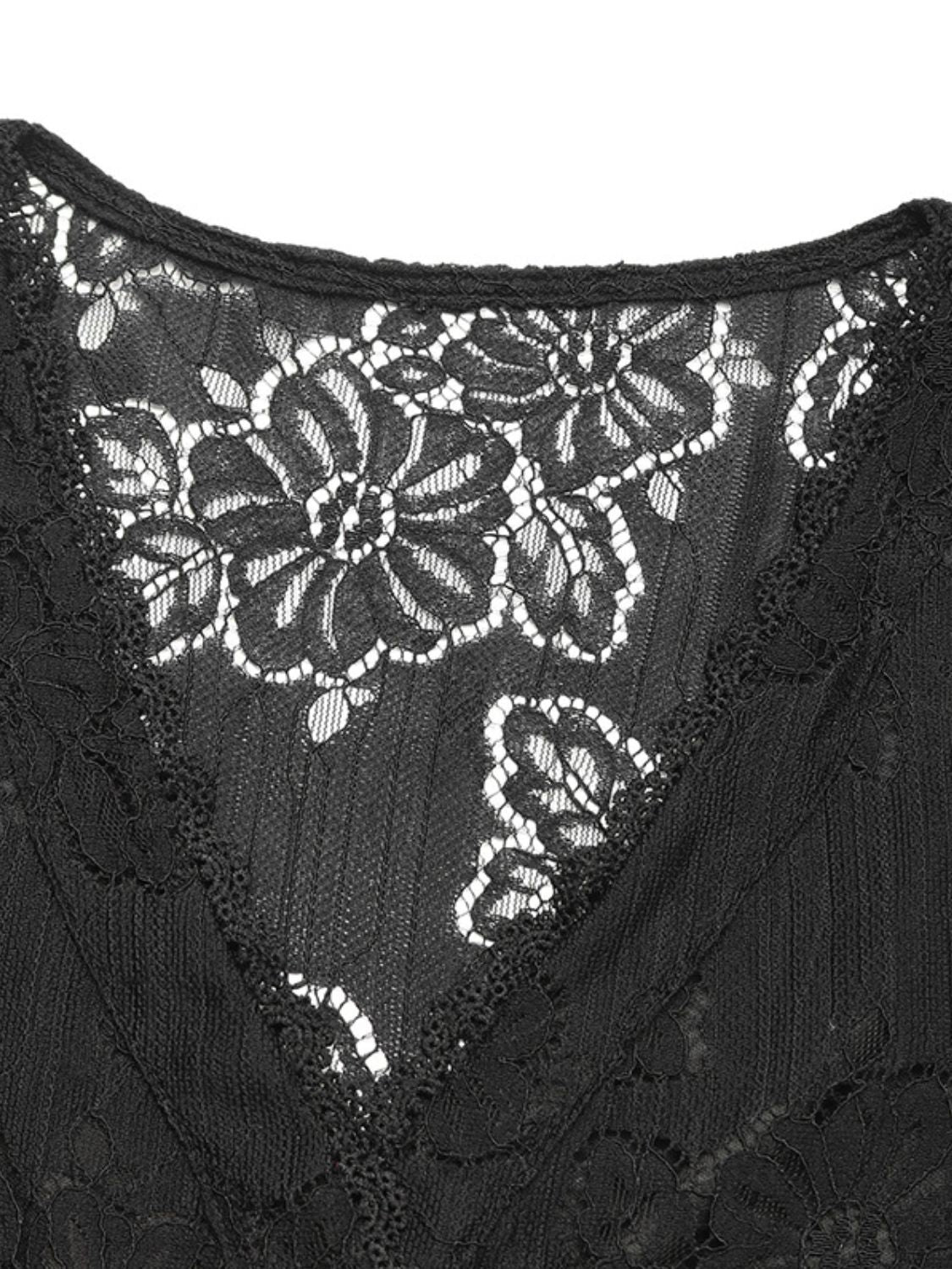 Perfee Button Down Short Sleeve Lace Shirt - The Goddess Galleries