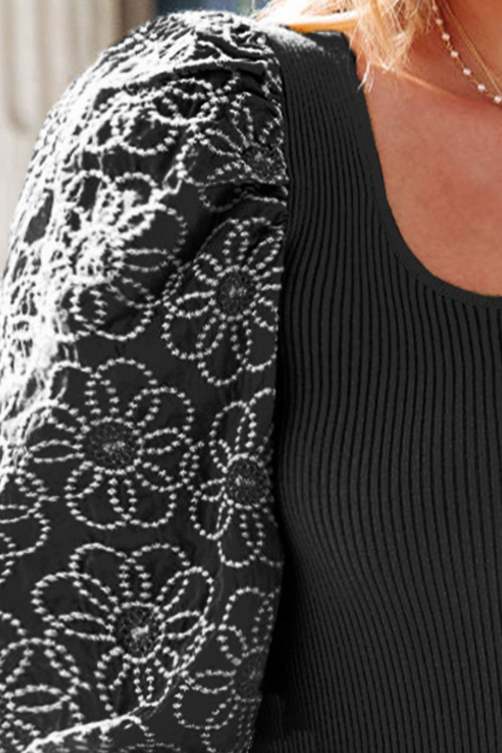 Plus Size Floral Square Neck Lantern Sleeve Blouse - The Goddess Galleries