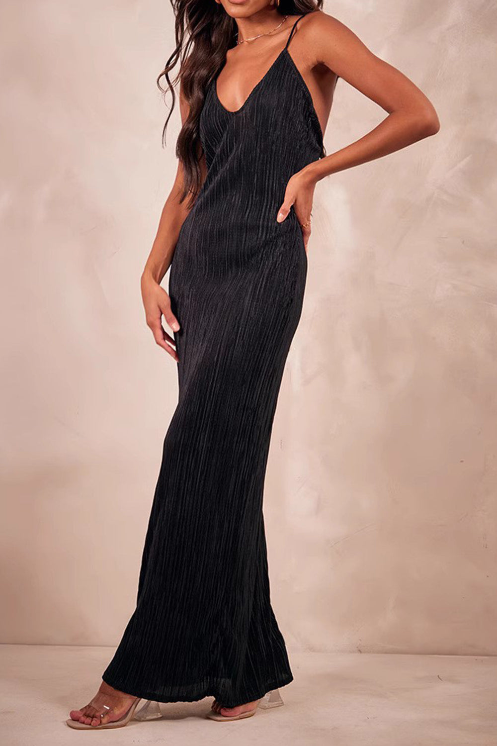 Backless Printed Maxi Cami Dress - The Goddess Galleries