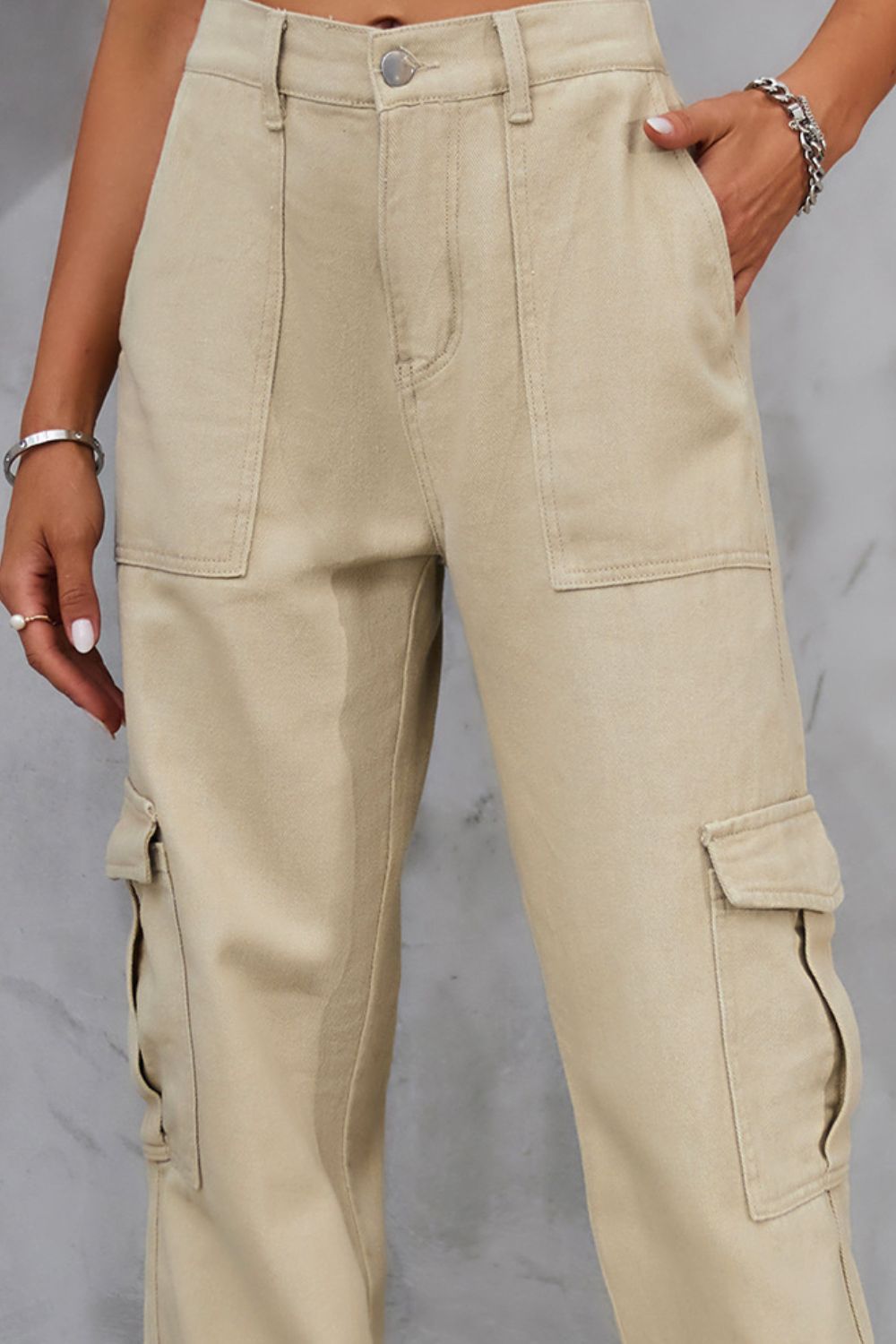 Buttoned High Waist Jeans with Pockets - The Goddess Galleries