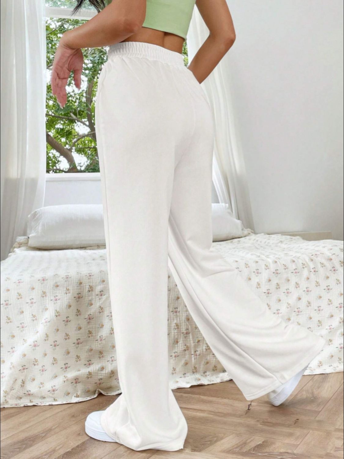Elastic Waist Wide Leg Pants - The Goddess Galleries