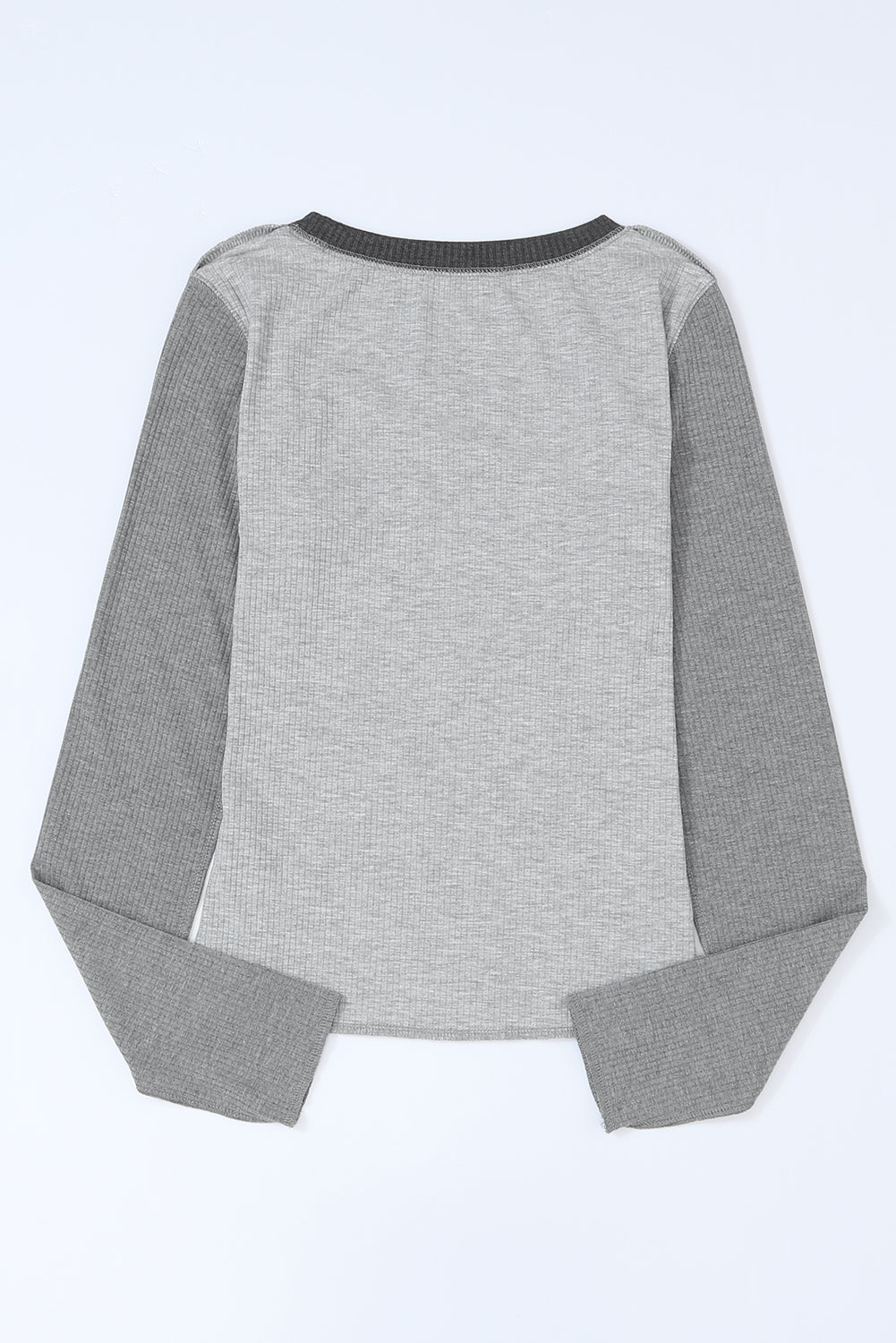 Exposed Seam Contrast Round Neck Long Sleeve T-Shirt - The Goddess Galleries