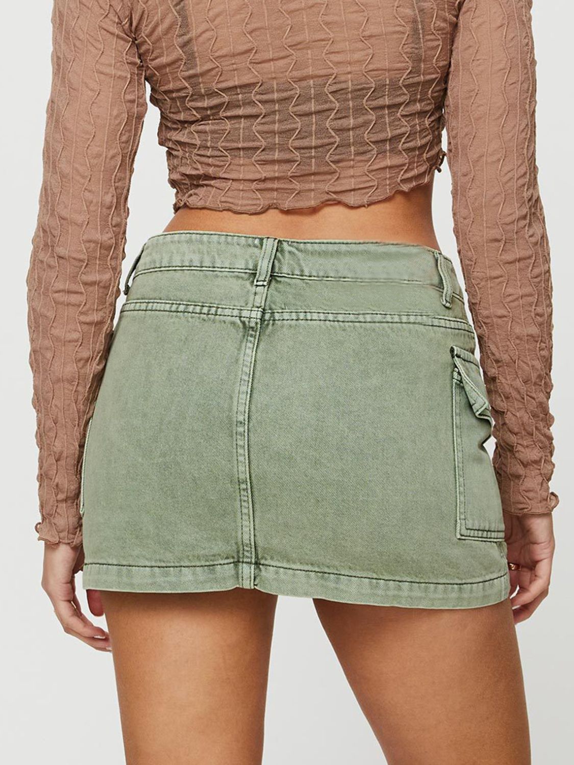 Mini Cargo Denim Skirt with Pockets - The Goddess Galleries