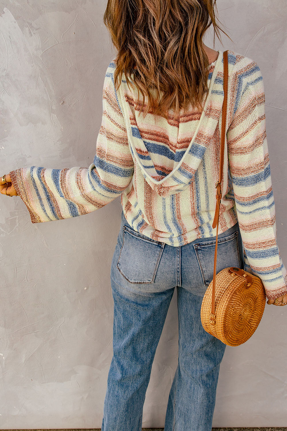 Striped Hooded Sweater with Kangaroo Pocket - The Goddess Galleries