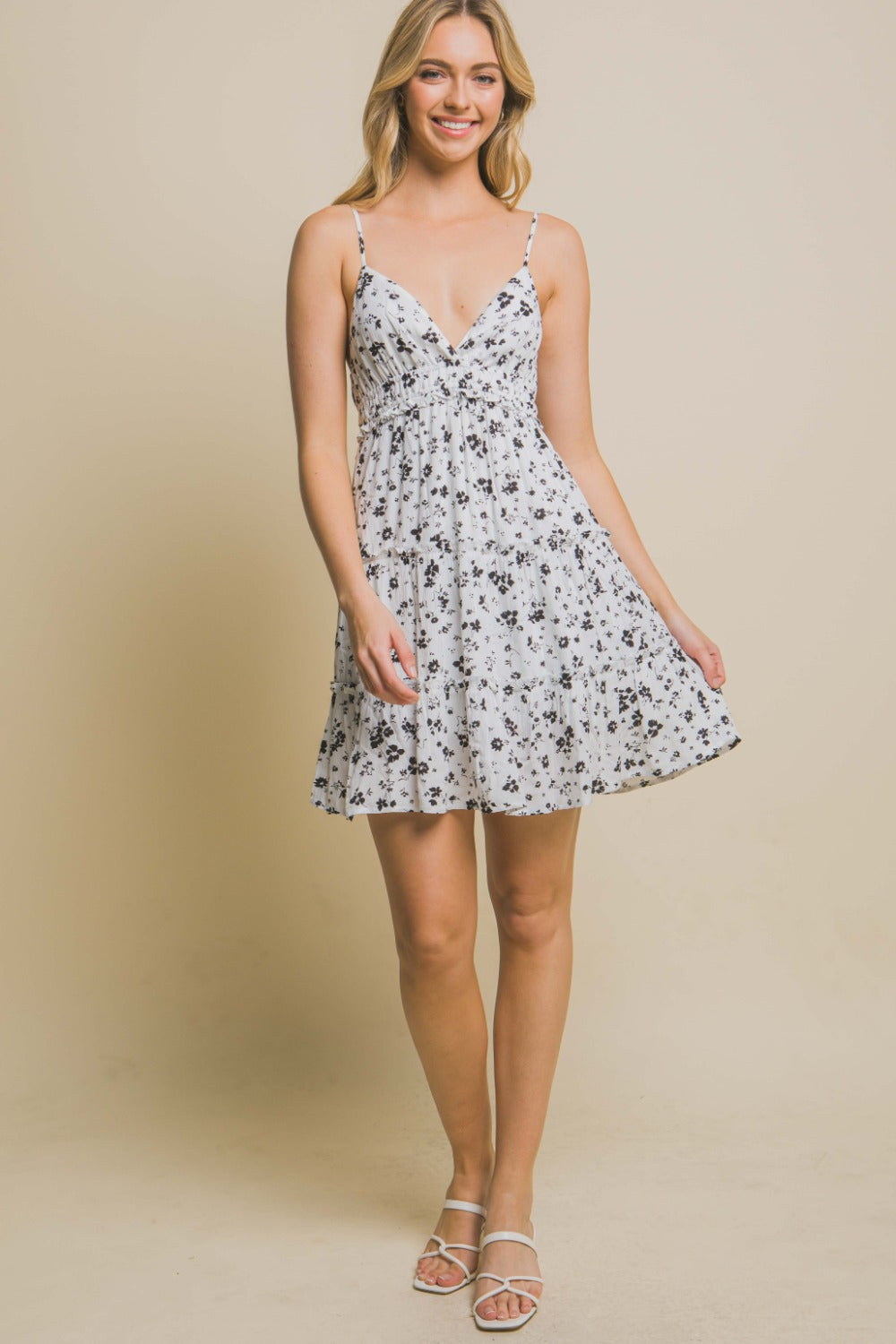 Love Tree Floral Tiered Cami Mini Dress - The Goddess Galleries
