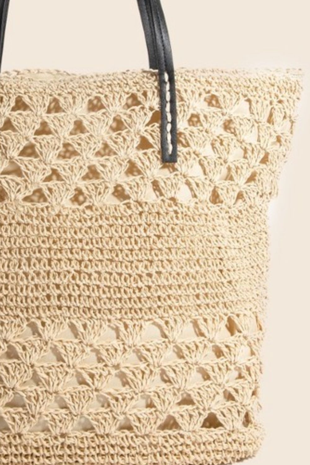 Fame Faux Leather Handle Knitted Tote Bag - The Goddess Galleries