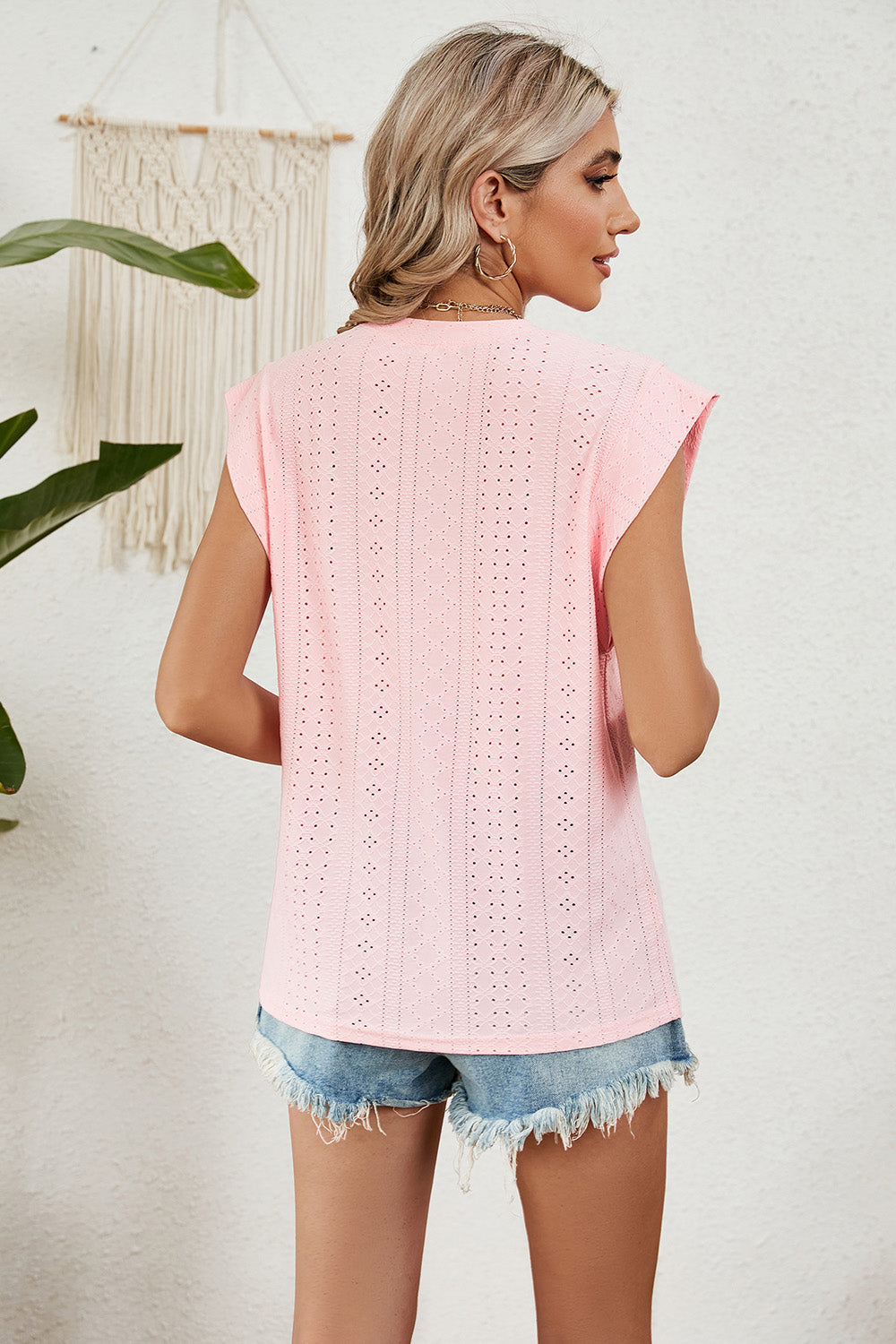 Eyelet Round Neck Tank - The Goddess Galleries