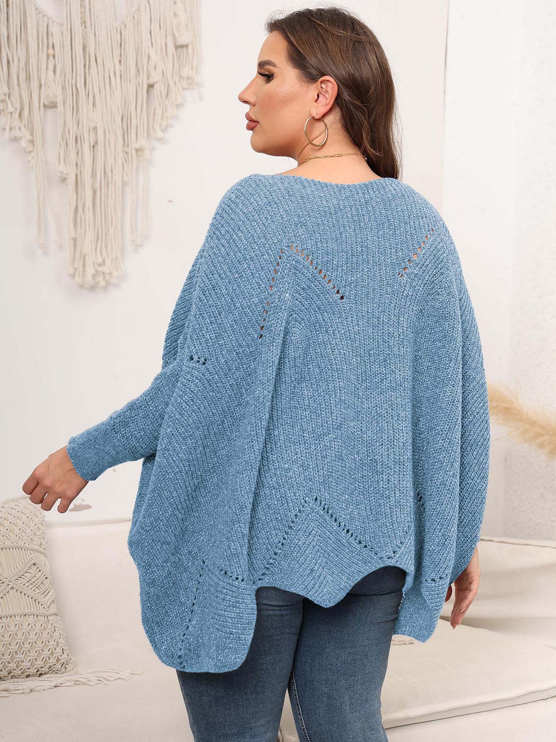 Plus Size Round Neck Batwing Sleeve Sweater - The Goddess Galleries