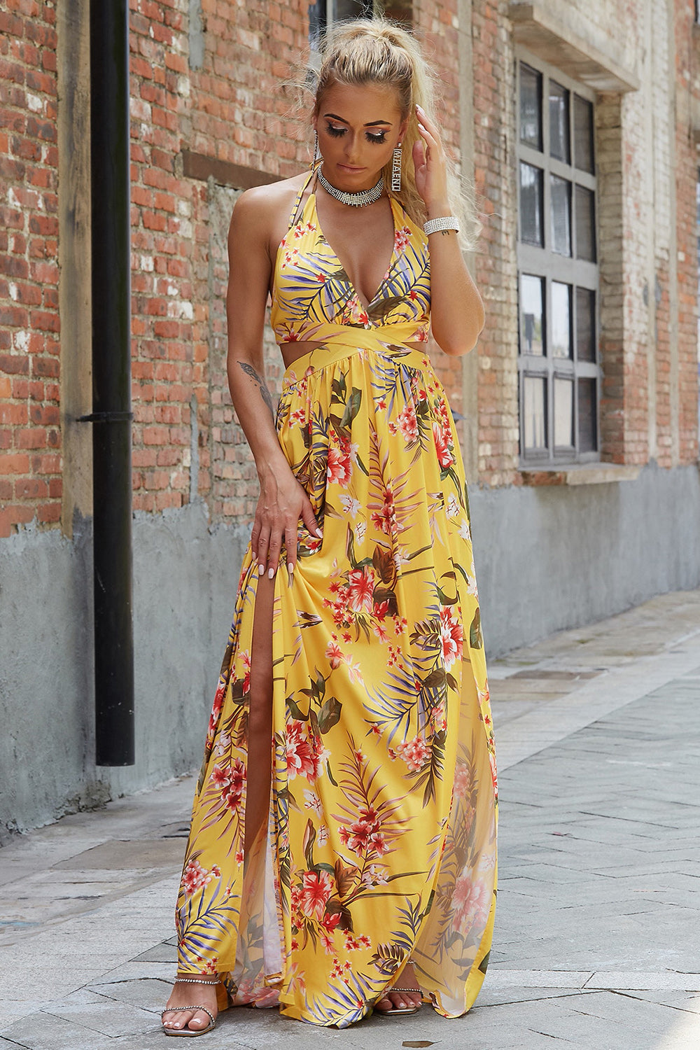Halter Neck Split Dress - The Goddess Galleries