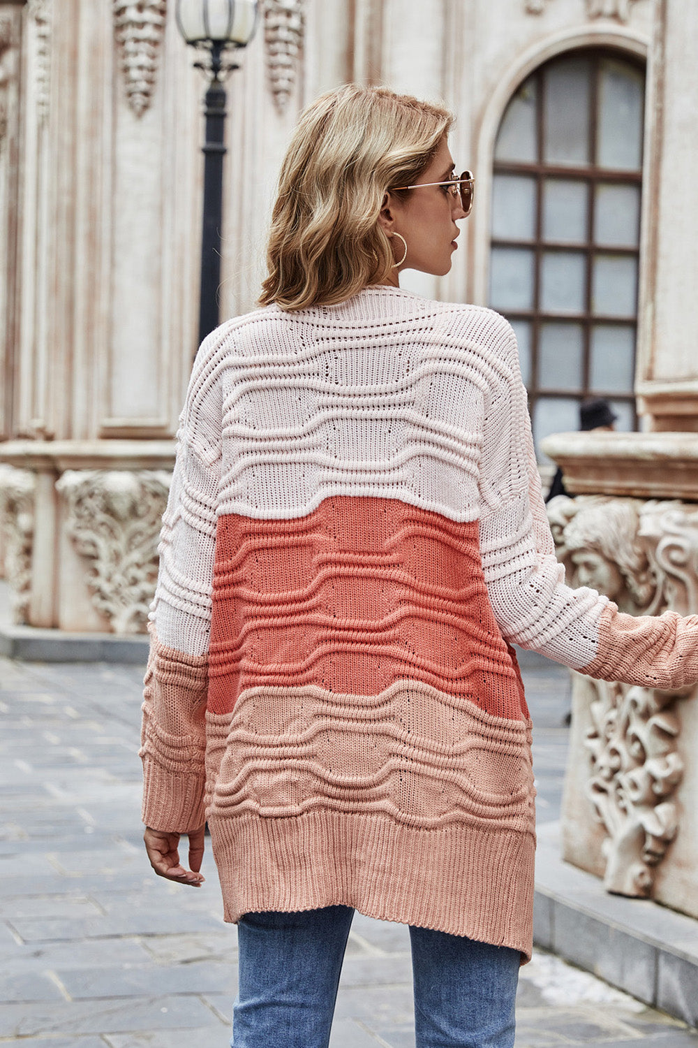 Angel Wings Color Block Openwork Open Front Cardigan - The Goddess Galleries