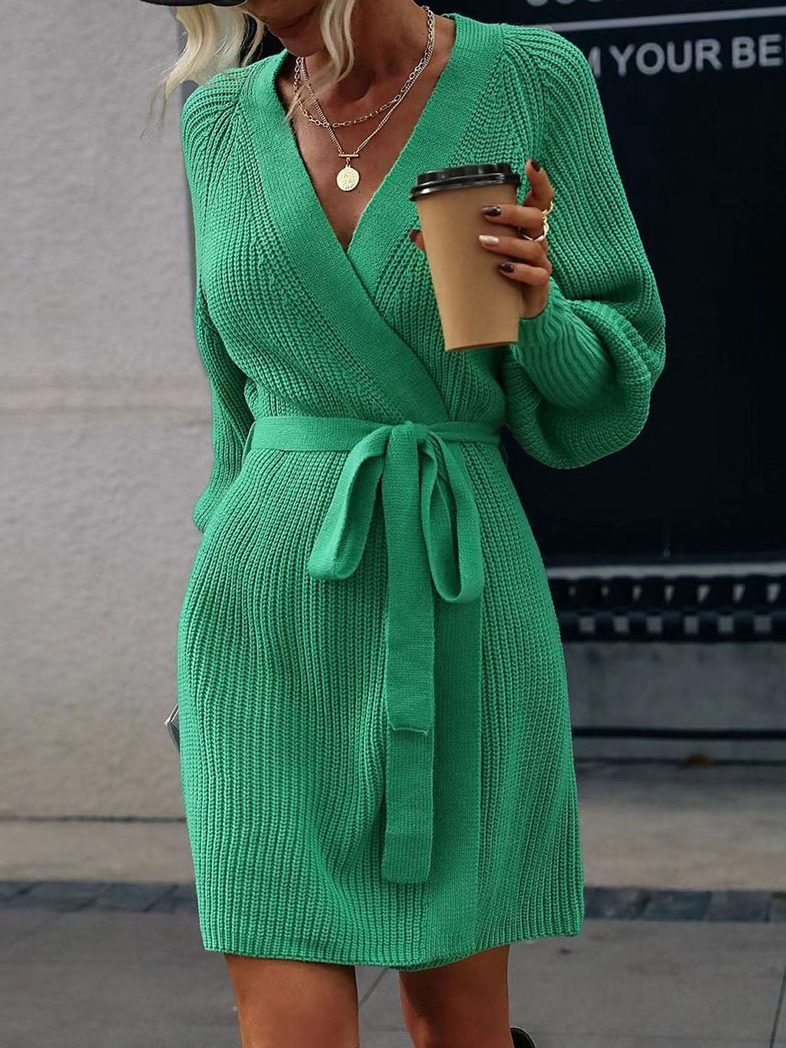 Open Front Lantern Sleeve Tied Cardigan - The Goddess Galleries