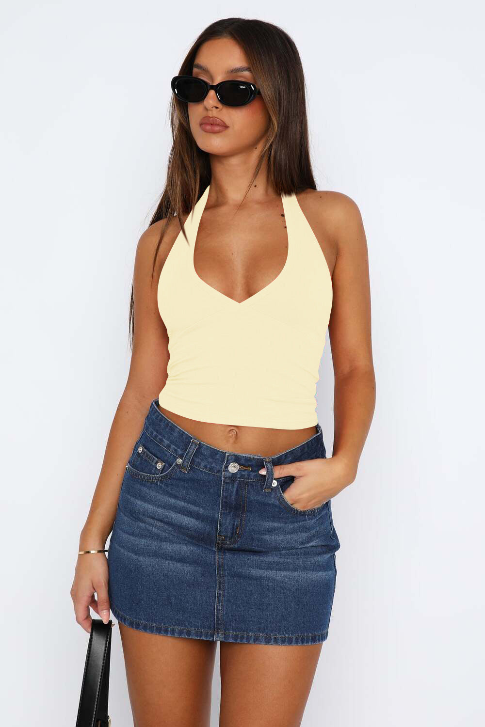Lovelet Halter Neck Cropped Slim Cami - The Goddess Galleries