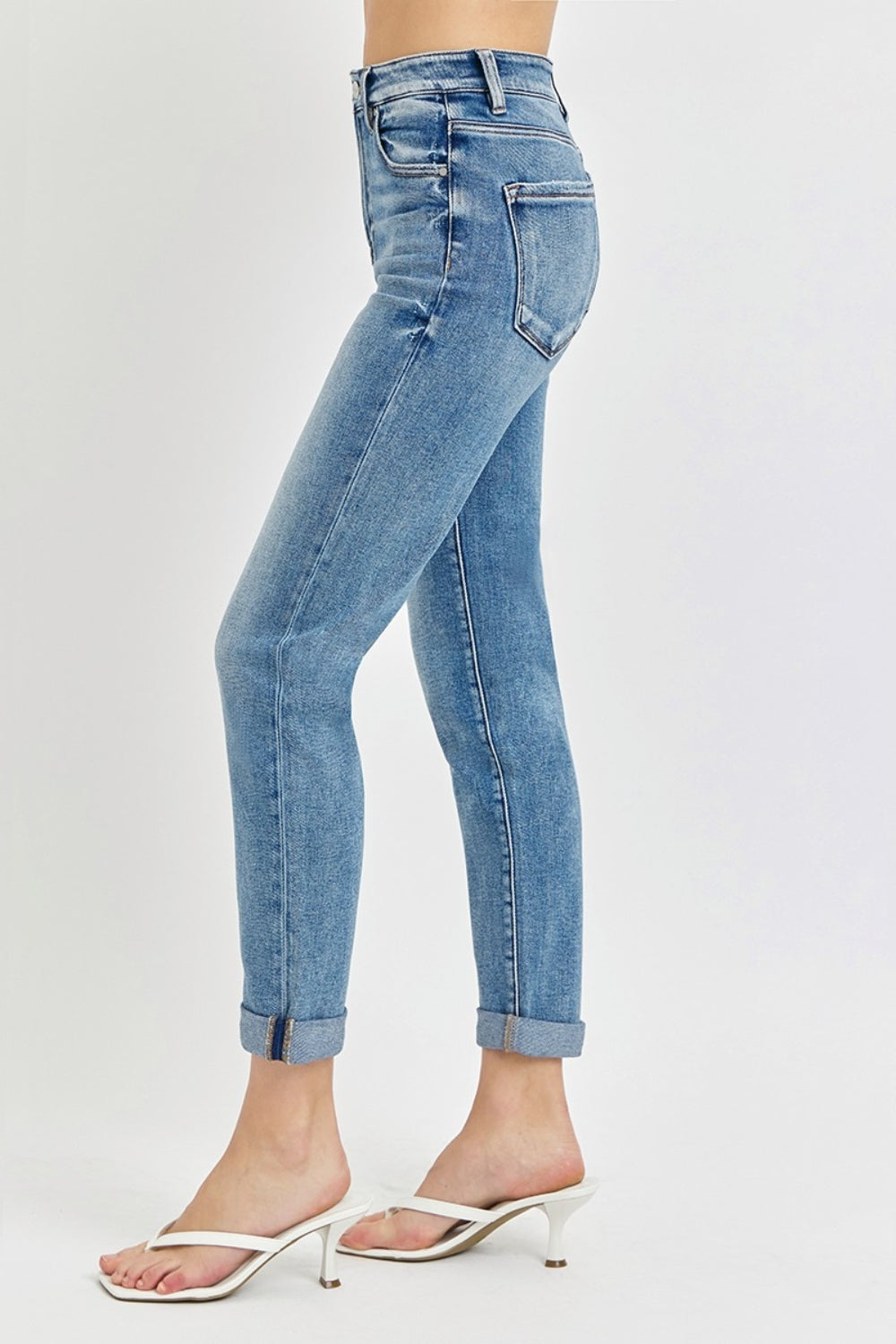 Risen Full Size High Rise Cropped Roll Up Jeans - The Goddess Galleries