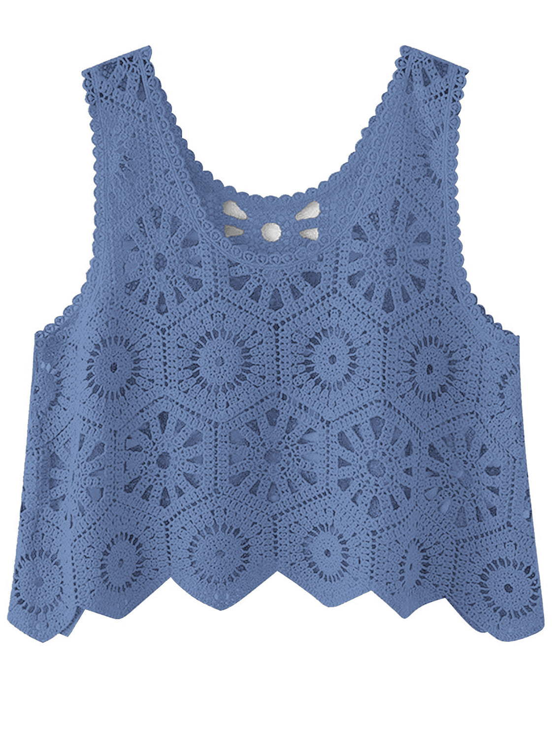 Openwork Round Neck Knit Vest - The Goddess Galleries