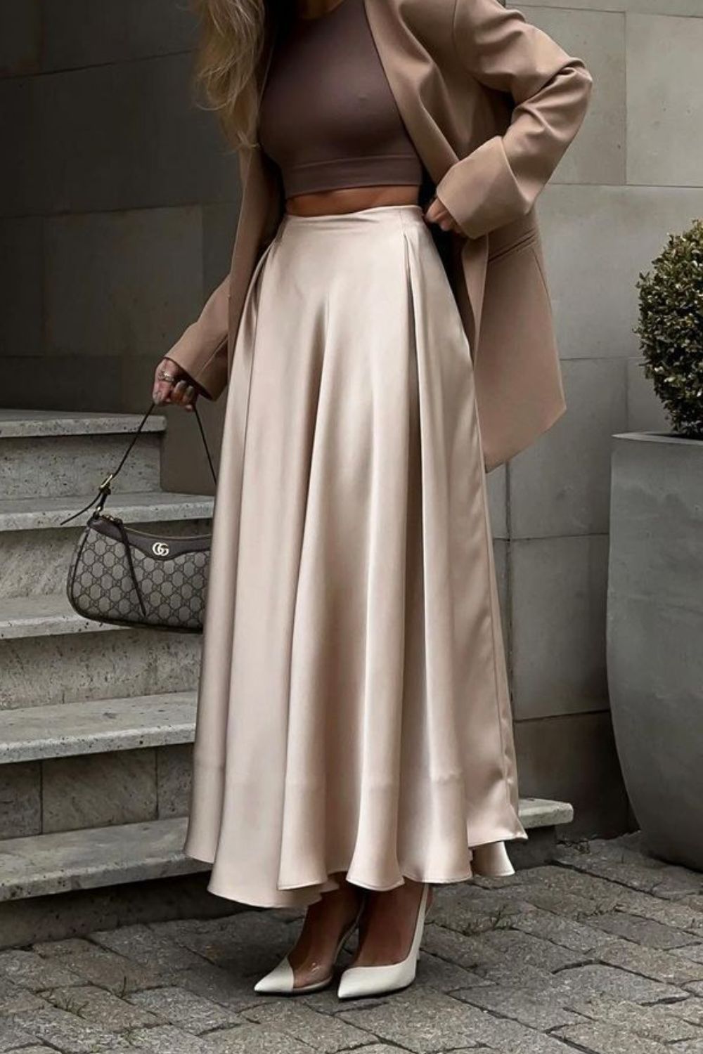 Back Elastic Waist Satin Minx Skirt - The Goddess Galleries