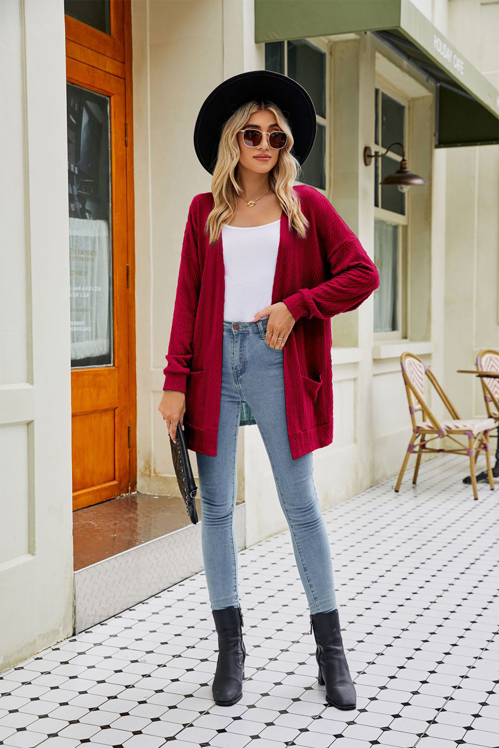 Long Sleeve Pocketed Cardigan - The Goddess Galleries