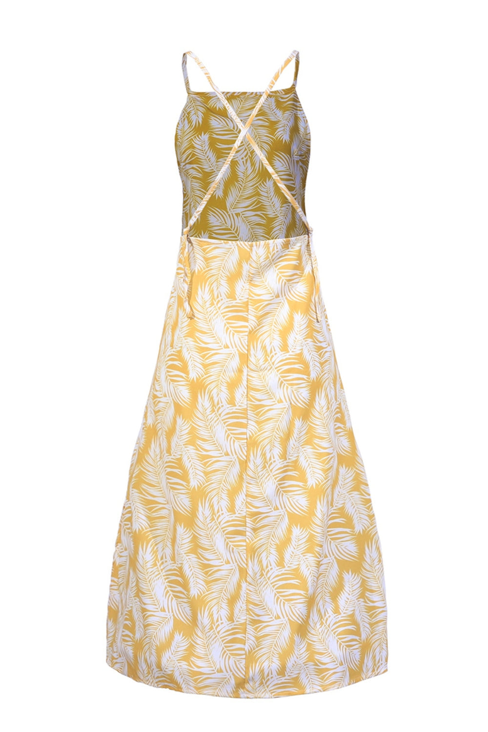Slit Crisscross Printed Sleeveless Cami Dress - The Goddess Galleries