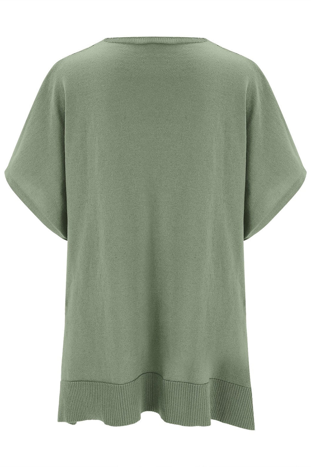 Slit V-Neck Half Sleeve Knit Top - The Goddess Galleries