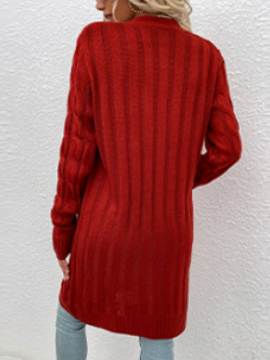 Cable-Knit Button Down Cardigan with Pockets - The Goddess Galleries