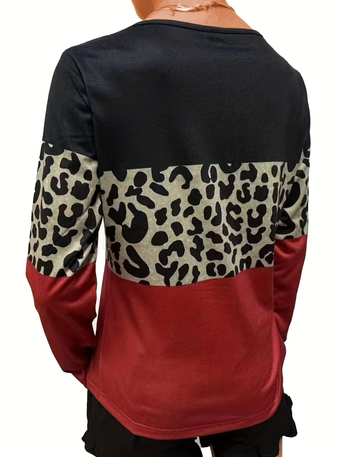 Crisscross Color Block Long Sleeve T-Shirt - The Goddess Galleries